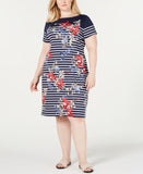 Karen Scott Plus Size Liberty Garden Dress, Blue.