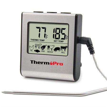 ThermoPro TP-16 Large LCD Cooking Food Meat Thermometer for Smoker Oven Kitchen.