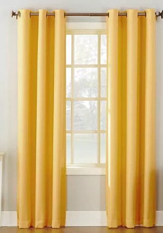 No 918 1-Panel Montego Casual Textured Grommet Window Curtain, Yellow, 48X63.