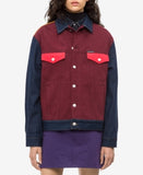 Calvin Klein Jeans Cotton Colorblocked Trucker Jacket Purple Medium