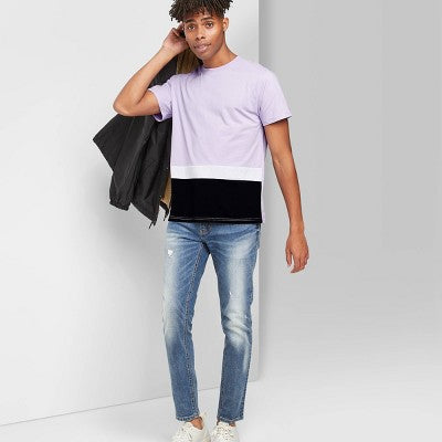 Original Use™ Men's Casual Fit Short Sleeve Colorblock Crew Neck T-Shirt - Soft Lilac.