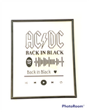 AC/DC Back In Black 8x10 Spotify Scan & Play Glass Frame